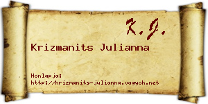 Krizmanits Julianna névjegykártya